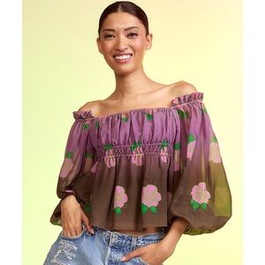 Cynthia Rowley Rosalia silk blouse XS purple ombré